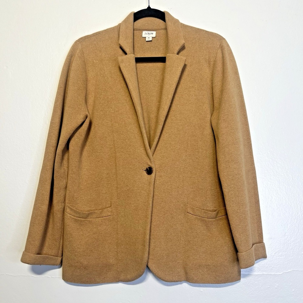 J. Crew Factory Schoolboy Sweater Blazer Size M Camel 100% Cotton Preppy